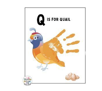 Preview of Letter Q Handprint Art Craft Printable Template / Alphabet / Q is for Quail