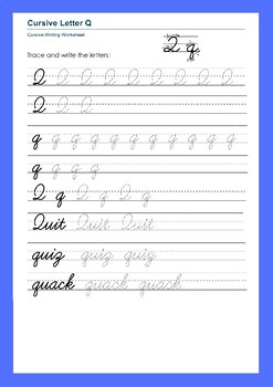 Letter 'Q' Practice Worksheets for Upper and Lower Case by WonderTech World