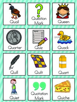 Letter Q Vocabulary Cards by The Tutu Teacher | TPT