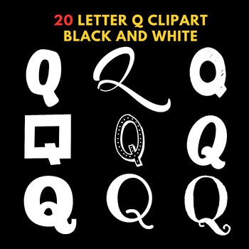 Preview of Letter Q clipart black and white