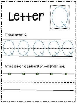 letter q activity worksheet printable trace write uppercase tpt