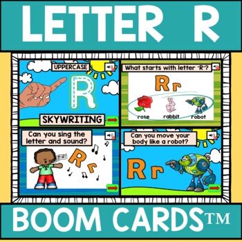 Preview of Letter R Alphabet Name and Beginning Sound BOOM CARDS™ Errorless Movement