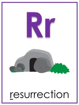 Preview of Letter R Printable Bible Alphabet Poster. Preschool-Kindergarten Phonics.