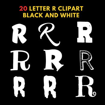Preview of Letter R clipart black and white