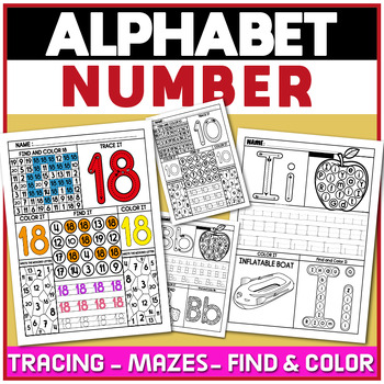 Preview of Letter Recognition | Alphabet Tracing A-Z | Number Writing 1-20 | Maze Puzzles