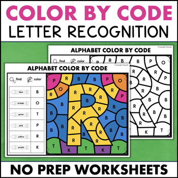 Preview of Upper Case Letters Color by Letter Identification Worksheets Kindergarten