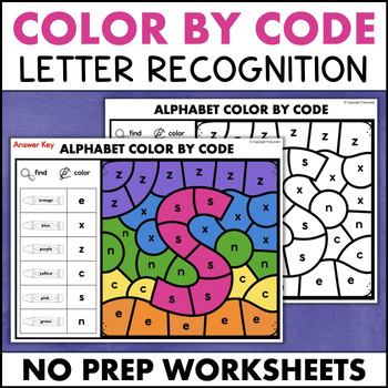 Preview of Lower Case Letters Color by Letter Identification Worksheets Kindergarten