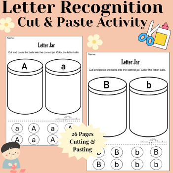Preview of Letter Recognition Cut and Paste Alphabet Activity Worksheets