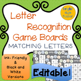 Letter Recognition Game Boards: Matching Letters- Editable