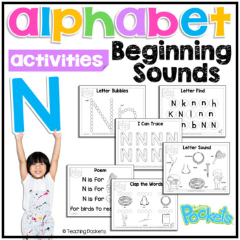 Preview of Letter Recognition & Letter Sound | ABC Book & Poem | Letter Tracing | Letter N