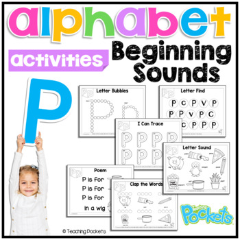 Preview of Letter Recognition & Letter Sound | ABC Book & Poem | Letter Tracing | Letter P