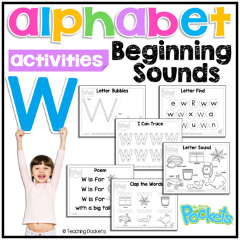 Preview of Letter Recognition & Letter Sound | ABC Book & Poem | Letter Tracing | Letter W