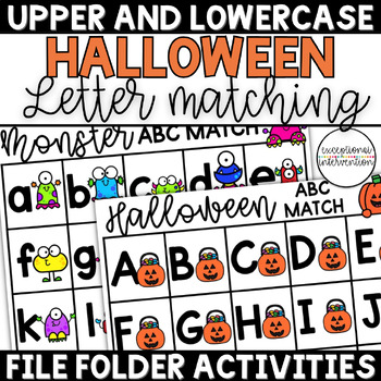 Letter Recognition, Matching Uppercase and Lowercase, Halloween Activities