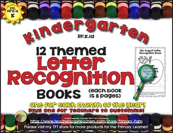 Preview of Letter Recognition Practice Books - RF.K.1d - 13 Books for Kinders and ESL