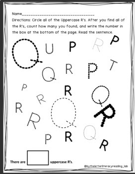 Letter Recognition Practice Uppercase R By By The Letter Literacy Reading Lab