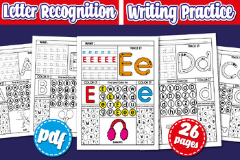Preview of Letter Recognition Games & Tracing Worksheets | Alphabet Writing Practice A-Z