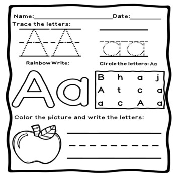 Letter Recognition Worksheets by Learning for Little Minds | TPT