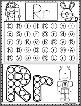 Letter Recognition Worksheets | Dot Marker Alphabet by Kinder Treasures