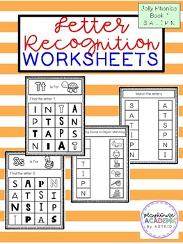 Preview of Letter Recognition Worksheets (Jolly Phonics Book 1)