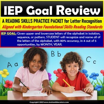 Preview of Letter Recognition Worksheets Review Packet for IEP Goals for Special Education