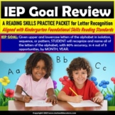 Letter Recognition Worksheets Review Packet for IEP Goals 