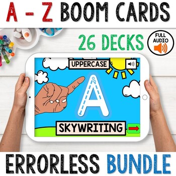 Preview of Alphabet Letter Recognition and Beginning Sounds Errorless BOOM CARD™ BUNDLE