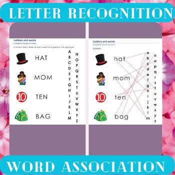 Preview of Letter Recognition and Word Association Worksheets