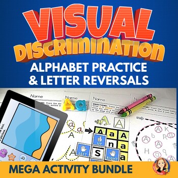 Preview of Visual Discrimination and Letter Reversal Activities Mega Bundle