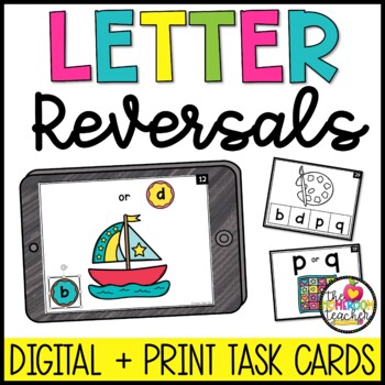 Preview of Letter Reversal Activity Digital and Printable Reading Task Cards