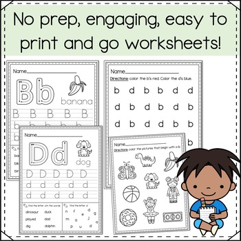 Letter Reversal B & D No Prep Worksheets and Write The Room | TPT
