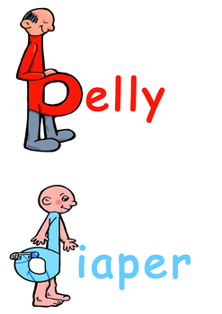 Preview of Letter Reversal b and d Visual Resource (belly and diaper)