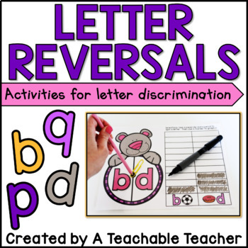 Preview of Letter Reversals B D P Q Letter Confusion Worksheets Activities