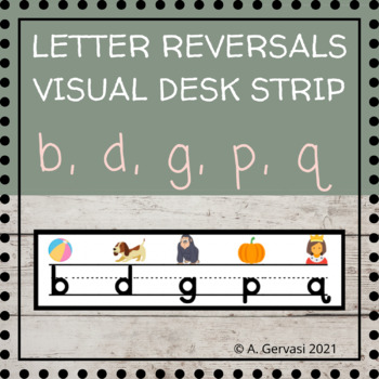 Preview of Letter Reversals | b, d, g, p, q | Visual Desk Strip | Writing | Letters