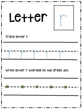 letter r activity worksheet printable trace write lowercase tpt