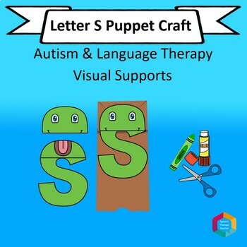 Preview of Letter S Alphabet Puppet Craft & Speech Therapy Lesson Plans w/ Visual Support