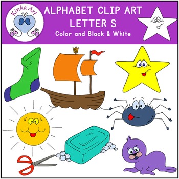 Letter S Clip Art {Beginning Sounds} Alphabet by Kinka Art | TPT