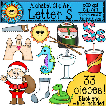 Letter S Clip Art - Beginning Sounds by Deeder Do Designs | TPT