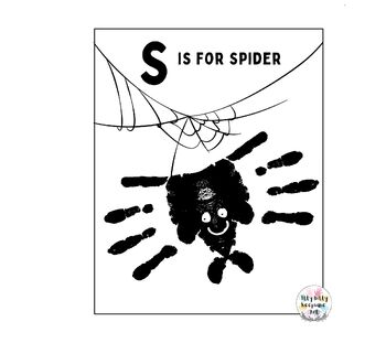 Preview of Letter S Handprint Art Craft Printable Template / Alphabet / S is for Spider