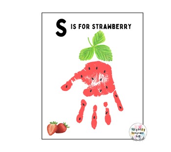 Preview of Letter S Handprint Art Craft Printable Template / Alphabet / S is for Strawberry