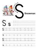 Letter S Handwriting with Snowmen