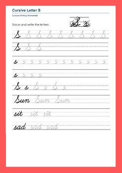 Letter 'S' Practice Worksheets for Upper and Lower Case by WonderTech World
