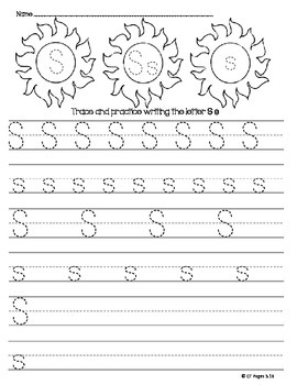 Letter S Trace By Ct Pages Teachers Pay Teachers