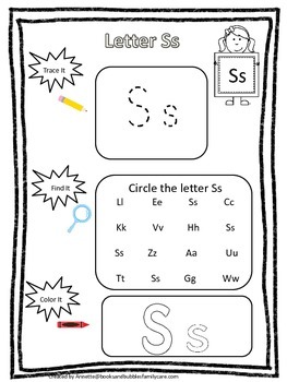 letter s trace it find it color it preschool printable worksheet