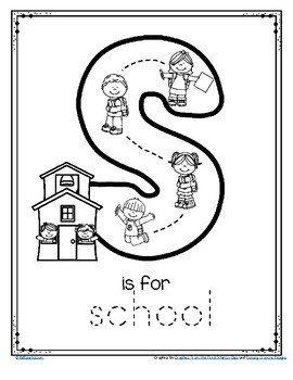 letter s is for school trace and color printable free by kidsparkz