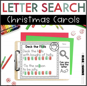 Preview of Letter Search Christmas Carols | Alphabet, Uppercase, Lowercase Letters