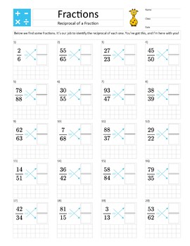 Preview of Letter Size - Fractions – Reciprocal of a Fraction – Gentle Exercises