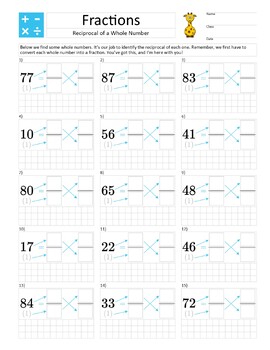 Preview of Letter Size - Fractions – Reciprocal of a Whole Number – Gentle Exercises