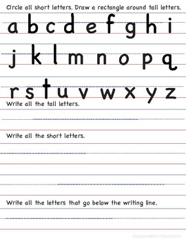 Handwriting Activities - 25 Worksheets - Letter Sizing - Occupational  therapy