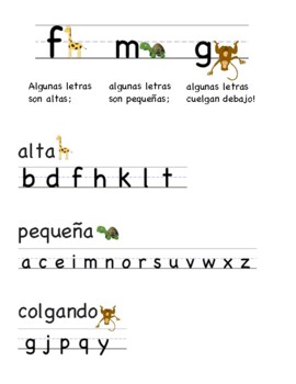 Preview of Letter Sort Spanish: Handwriting- Tall, Small, Hanging