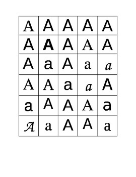 the letter a in different fonts